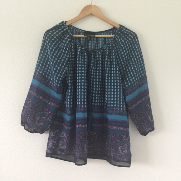 Cynthia Rowley 3/4 Sleeve Tassel Scoop Neck Tunic - Picture 1 of 8